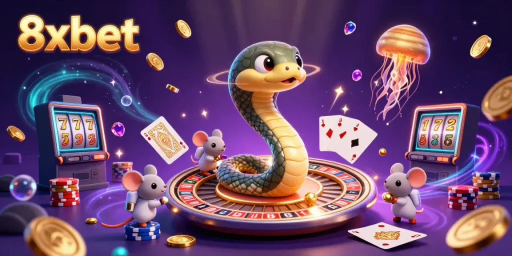 Place bets with 8xbet as the Saturn ring snake and astronaut mice bring excitement to online gaming.