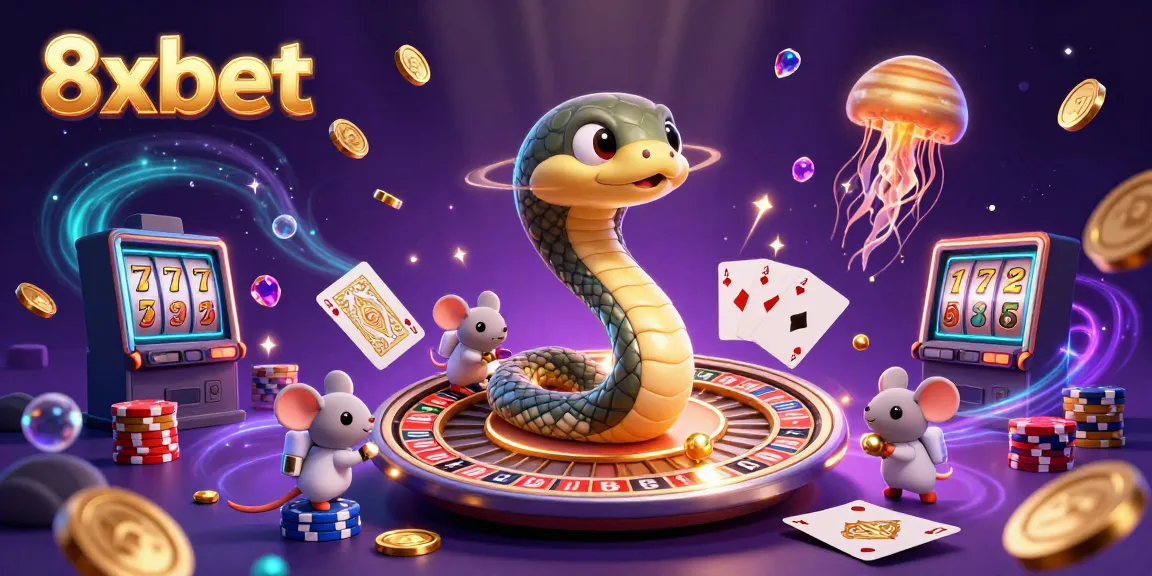 Place bets with 8xbet as the Saturn ring snake and astronaut mice bring excitement to online gaming.