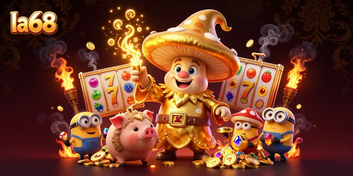 Experience thrilling gaming at la68 with golden jackpot reels, vibrant coins, and magical treasures.