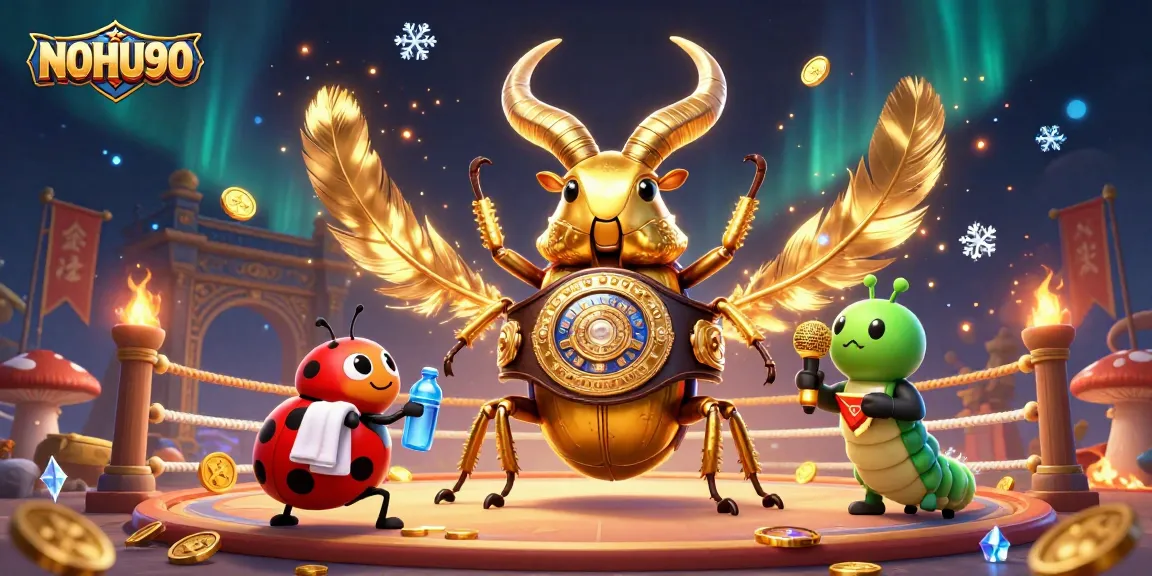 NOHU90's thrilling gambling experience with giant beetles and colorful casino elements.
