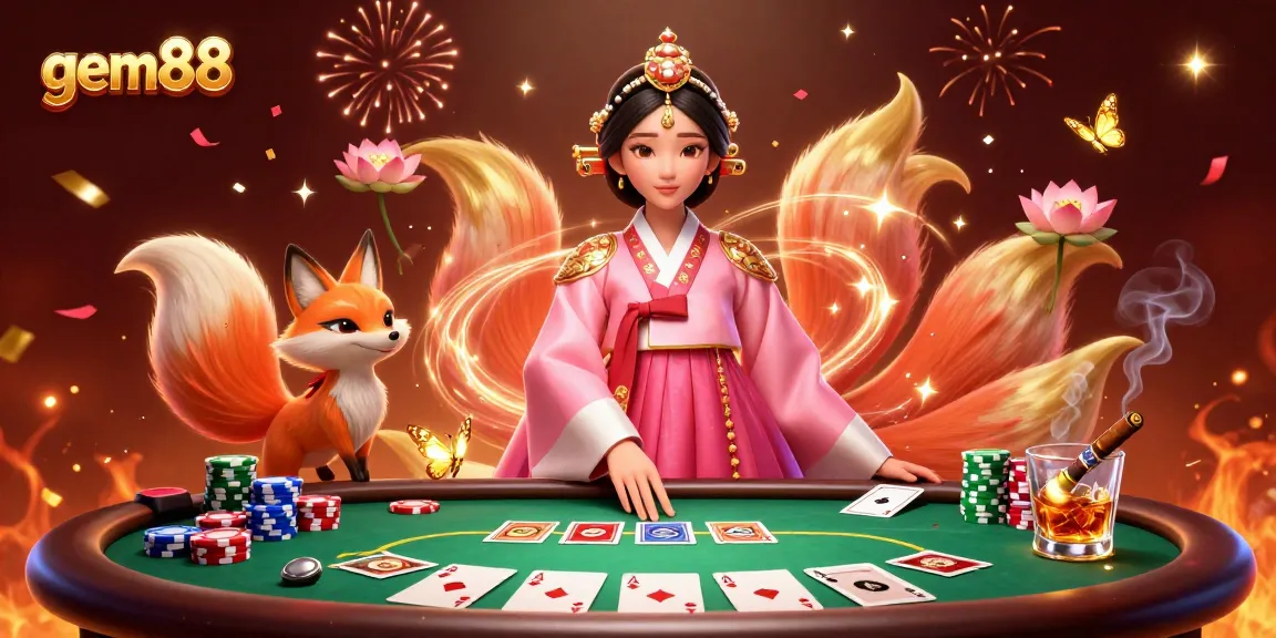 Experience excitement at gem88 with vibrant poker action and dynamic characters in a captivating casino scene.