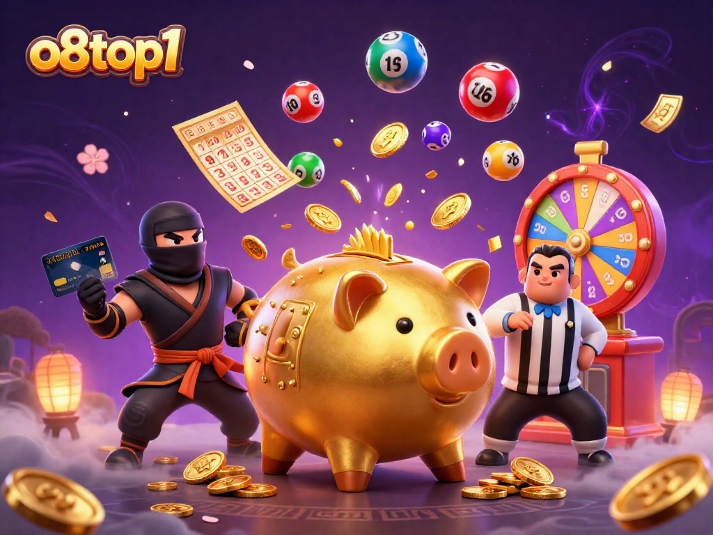 Engage with the vibrant world of o8top1 featuring lively 3D characters amidst a jackpot explosion.