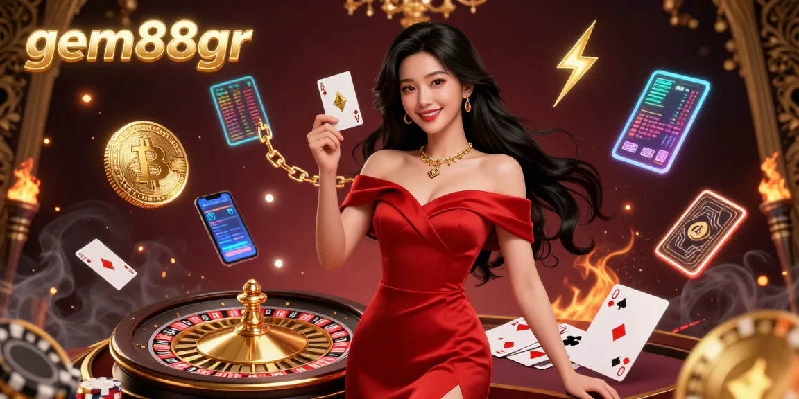 Experience the vibrant energy of gem88gr with a confident dealer at the roulette table.