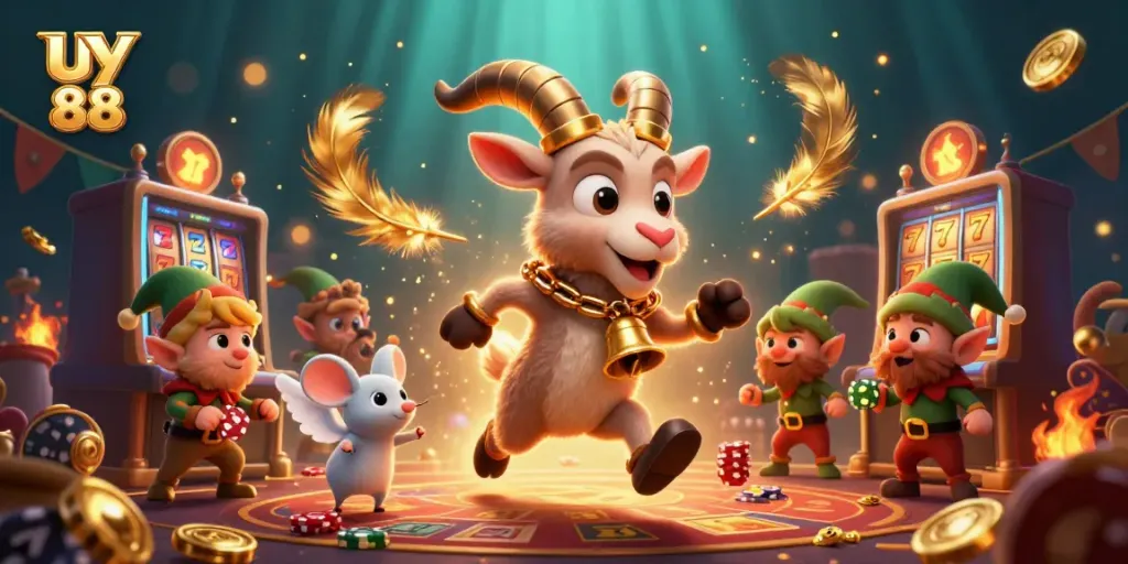 Join the festive chaos at uy 88's casino with Krampus and mischievous gremlins in action.