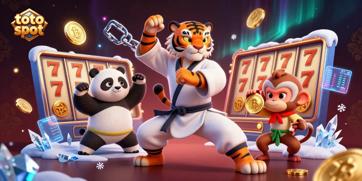 Engage with the thrilling toto slot experience featuring a kung fu tiger and a playful monkey.