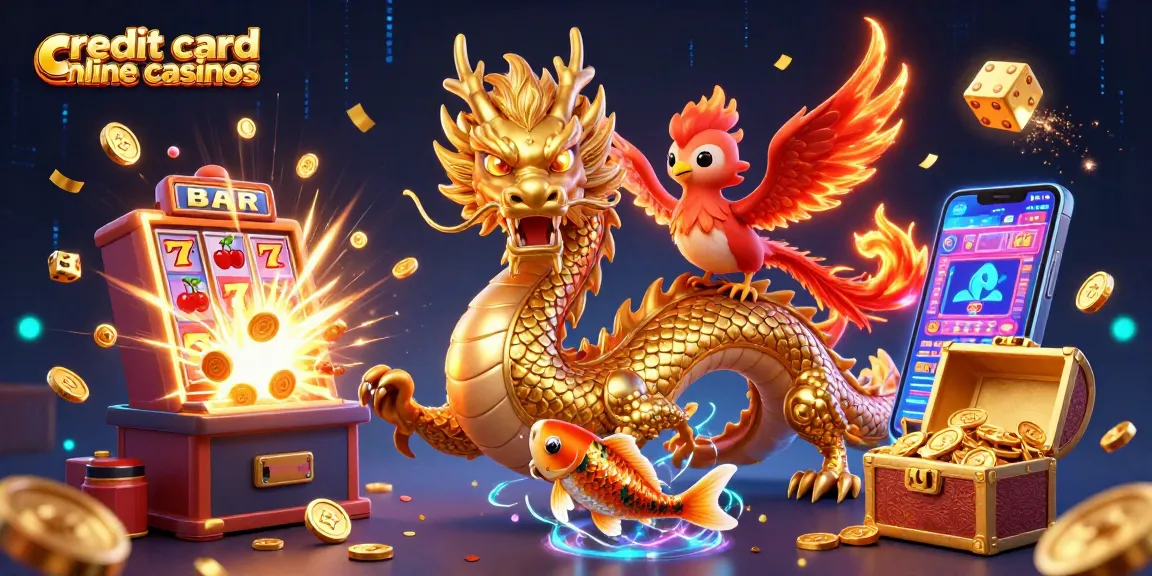 Spin the reels at credit card online casinos with vibrant action featuring dragons and treasures.