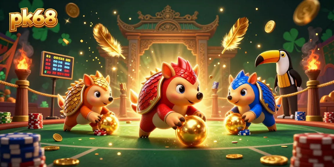 Experience thrilling PK68 action with rival pangolins in an epic casino showdown.