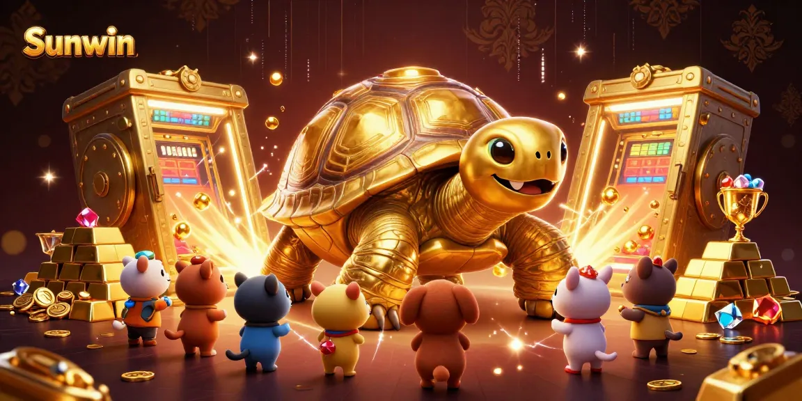 Experience the thrill of Sunwin as a colossal tortoise showcases games with golden rewards.