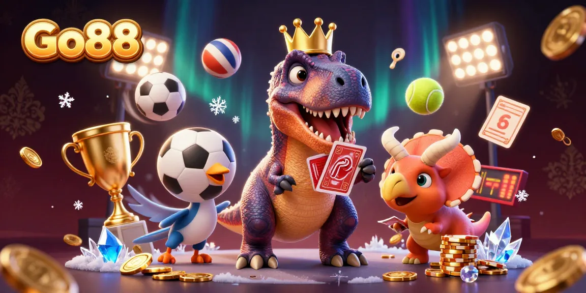 Engage with Go88's vibrant casino scene featuring friendly characters and dynamic game elements.