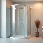 Erlebe die Duschkabine 100x100 pendeltür in einem eleganten Badezimmer mit modernem Design.