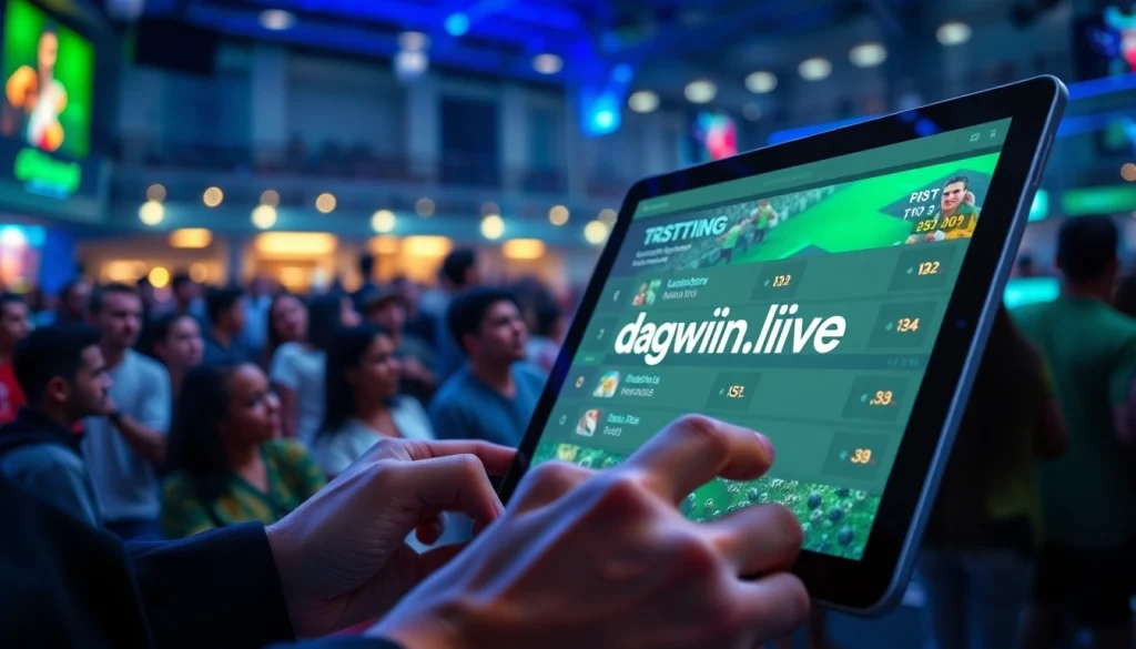 Players immersing in sports betting at dagawin.live, featuring live action and engaging digital interface.