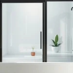 Stylish installation of black frame shower doors enhancing modern bathroom decor.