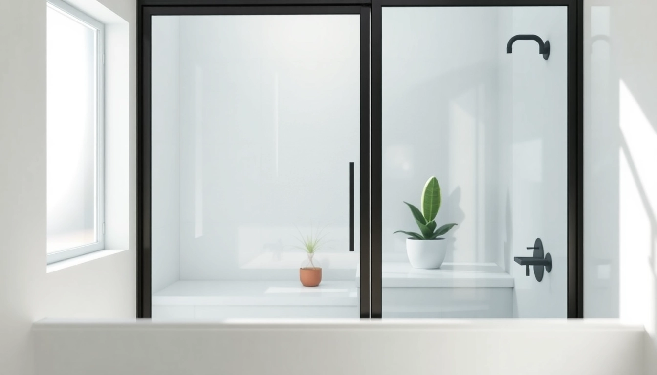 Stylish installation of black frame shower doors enhancing modern bathroom decor.