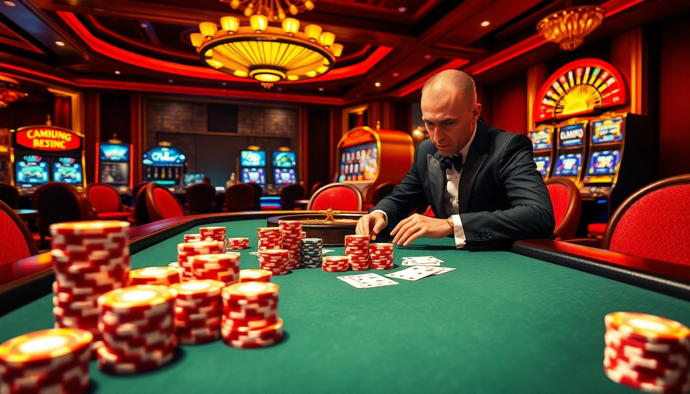 Experience elite poker action at dom88.us.com with vibrant casino elements and luxurious ambiance.