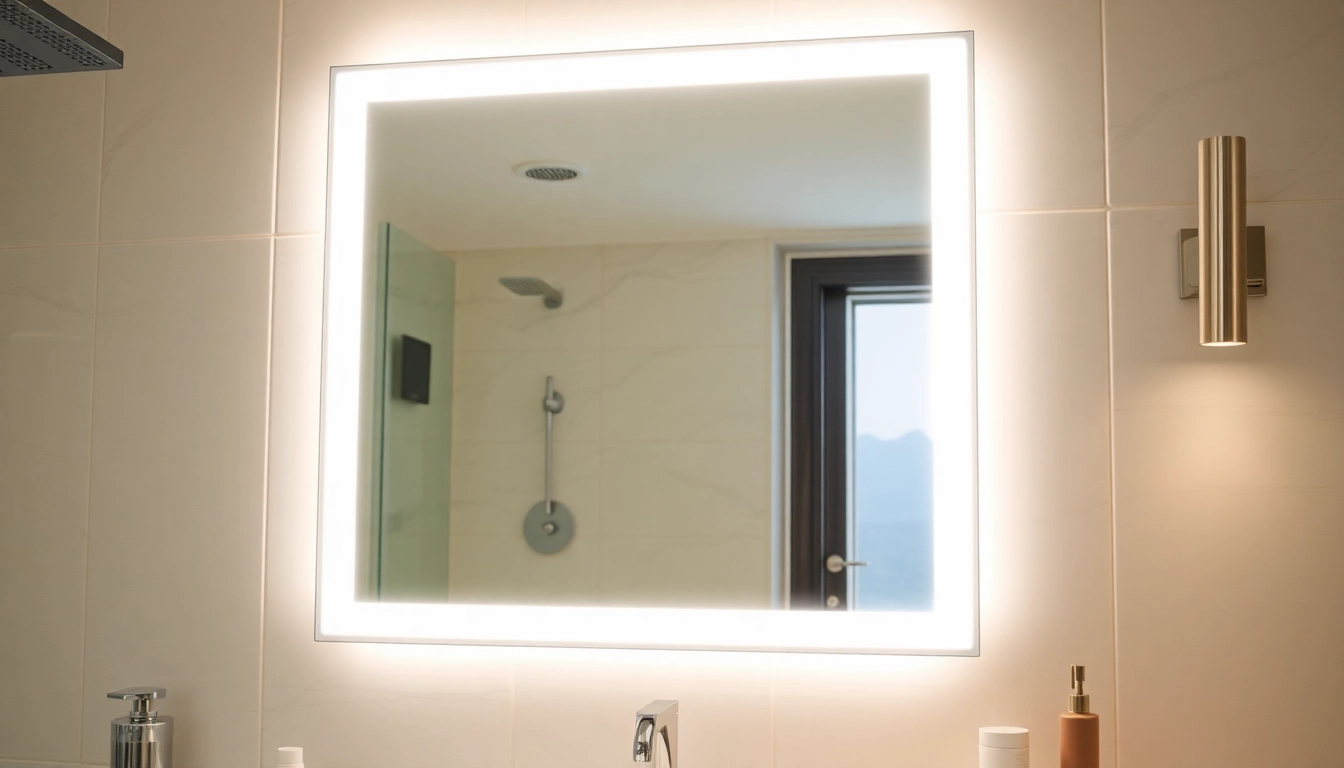 Showcase of an elegant LED mirror reflecting modern bathroom aesthetics