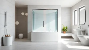 Duschkabine 80x80 in einem modernen Badezimmer mit elegantem Design und klaren Linien.