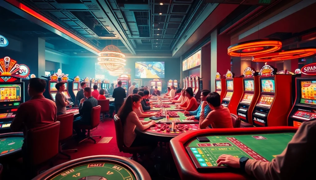 Experience the vibrant casino atmosphere at vin777.gb.net, showcasing diverse games and enthusiastic players.