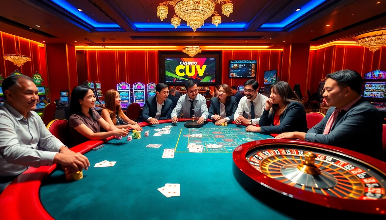 Exciting poker scene at https://fun88.social/, showcasing vibrant chips, cards, and a roulette wheel.