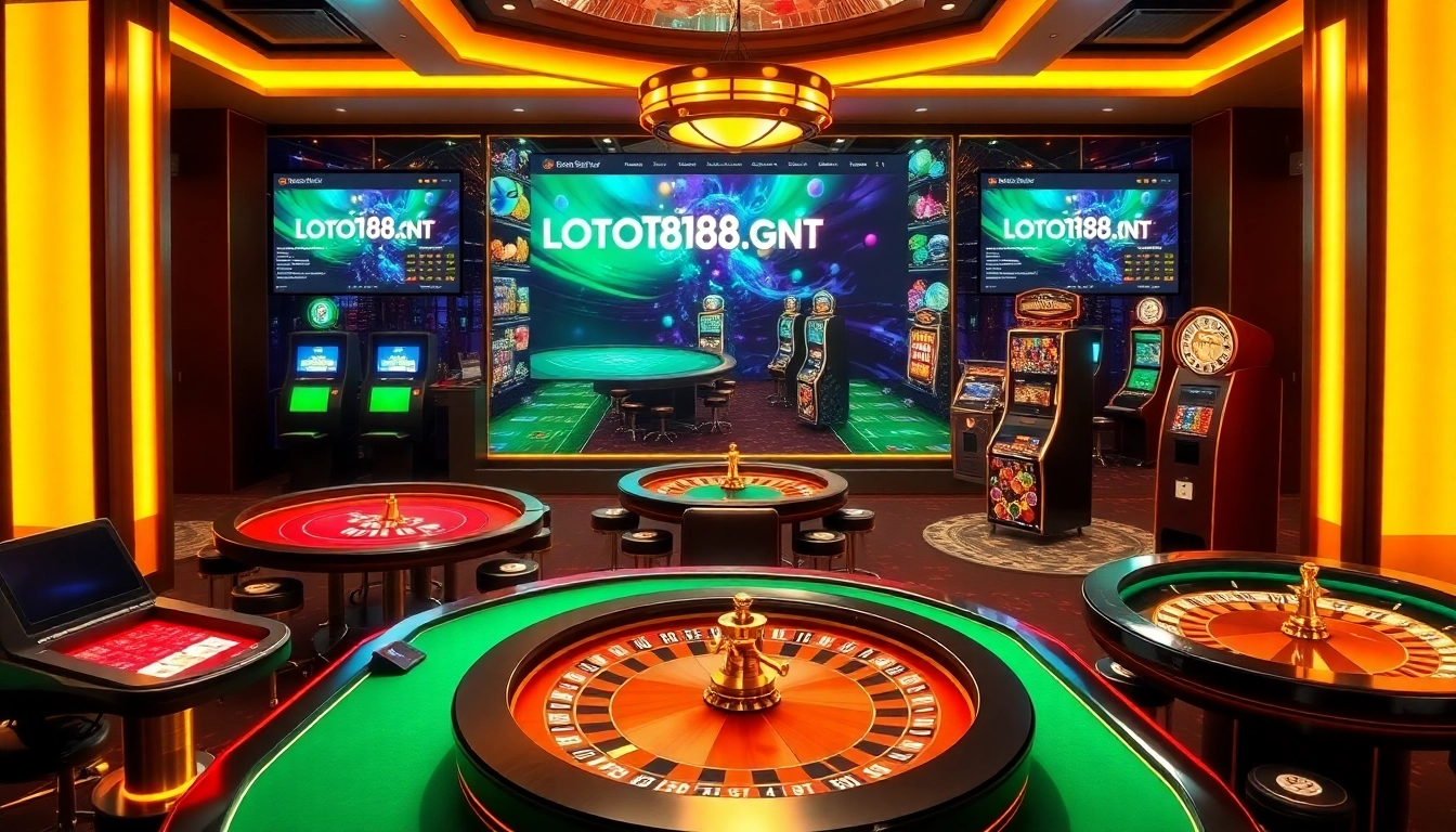 Captivating scene of loto188.gb.net featuring exciting casino games and a vibrant atmosphere.