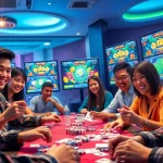 Engaging scene of diverse players enjoying online card games at gamebaidoithuong.com.vc, showcasing excitement and interaction.