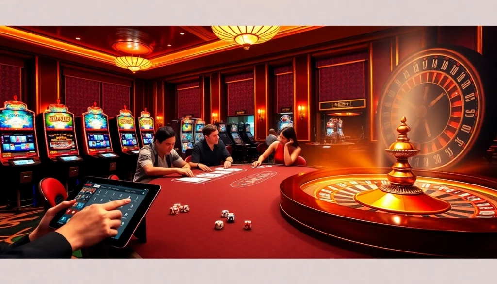 Experience thrilling gaming with mb66.nyc's vibrant casino atmosphere, showcasing poker, roulette, and exciting slots.