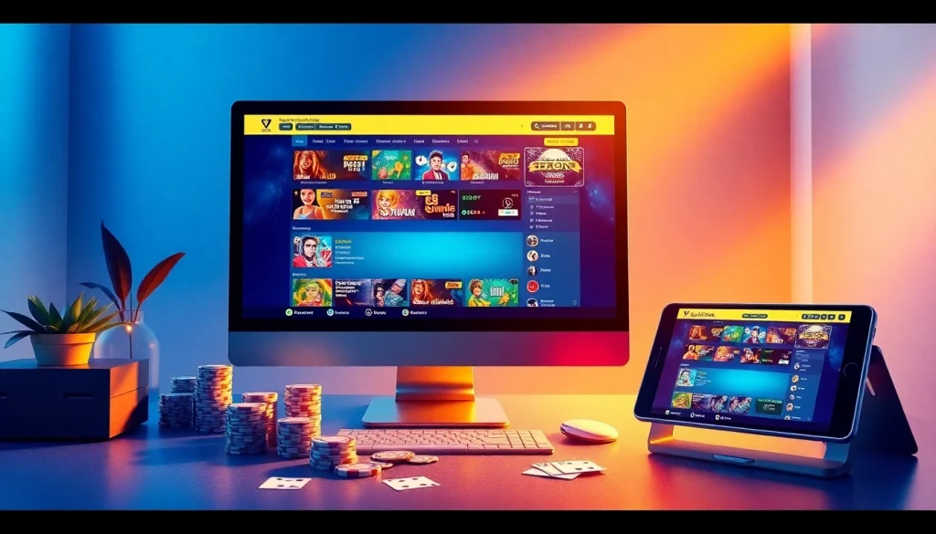 SBOBET.dance interactive casino gaming scene with poker and slot machines.