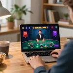 Player engaged in an online blackjack game on aa888 platform, focusing on strategy and gameplay.