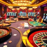 Players enjoying a thrilling game at 77Bet casino with vibrant tables and slot machines.