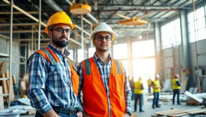 New Jersey General Contractor supervising a construction project on-site with a team.