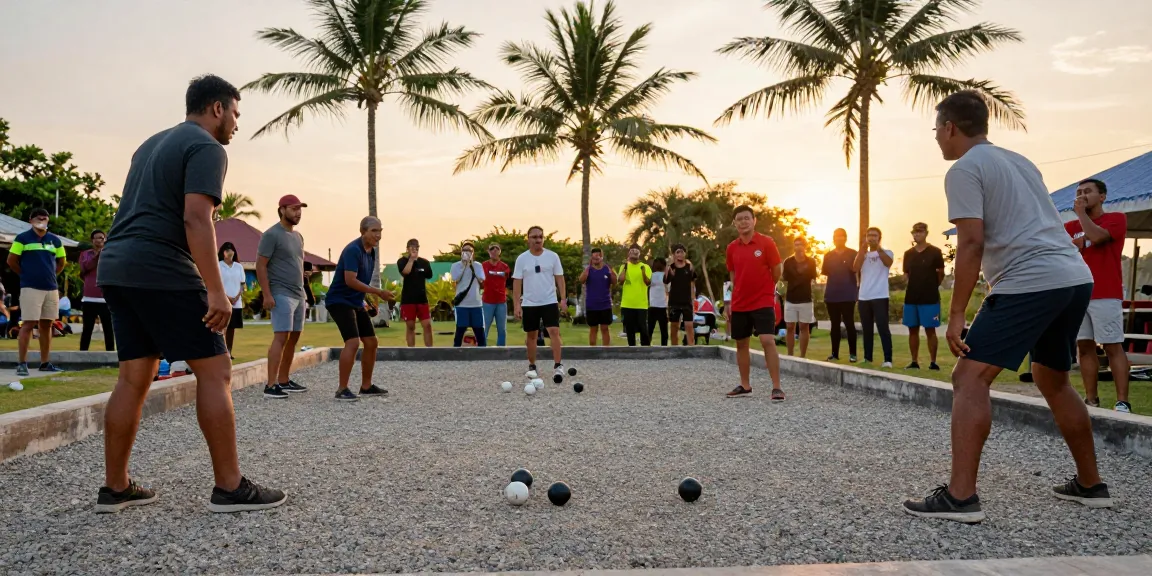 Exciting petanque match at sunset showcasing community spirit at fopikotatarakan.org